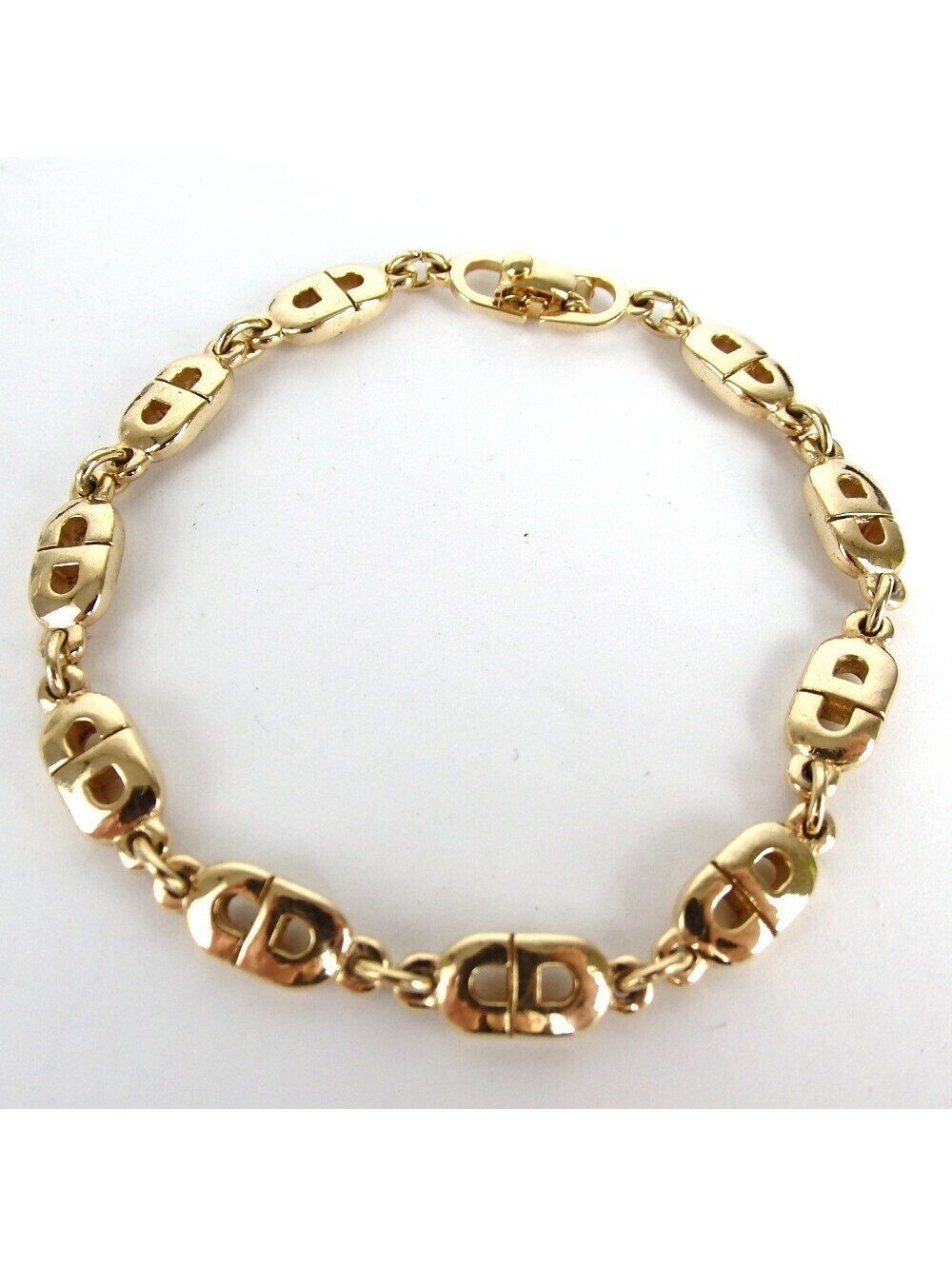 Authentic Christian Dior Vintage Gold Link Logo Bracelet Women’s Jewelry - Picture 2 of 9